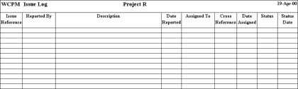 Issue Control Log - click for larger version